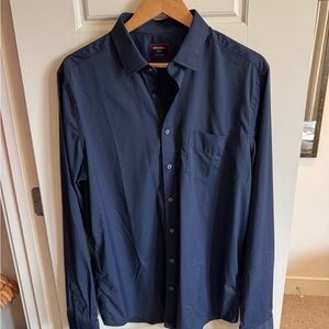 Men's Navy Blue Shirt Large Slim Tall